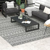 Reversible Outdoor Rug Carpet RV Camping Rugs with Carry Bag, 9' x 12', Gray & Cream White Boho