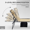 Folding Chaise Tanning Lounge Chair w/ 5-level Reclining Back, Reading Hole, Side Pocket, Headrest, Beige