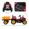 12V Ride on Tractor with Trailer, Kids Battery Powered Electric Tractor with Remote Control, 2 Motors, Music Sound, Horn & LED Lights, Red