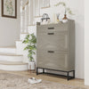 Slim Shoe Storage Cabinet, Shoes Cabinet Organizer with 2 Flip Drawers, Adjustable Shelves for 12 Pair, Distressed Gray