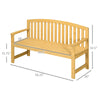 56" Outdoor Patio Wood Bench, 2-Seater Garden Bench with Slatted Seat, Backrest & Arm Rests for Patio, Porch, Poolside, Natural