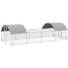 Large Metal Chicken Run with Water-Resistant and Anti-UV Cover, Door, for 20-24 Chickens, Silver