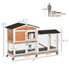 62" Wooden Mobile Rabbit Hutch with Wheels, Run Box, Slide-Out Tray & Ramp, Yellow