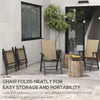 Set of 4 Outdoor Folding Chairs, Stackable Patio Dining Chairs with Armrests, Metal Frame, Light Mixed Brown