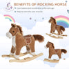 Kids Rocking Horse Plush Animal on Wooden Rockers with Sounds, Wooden Base, Baby Rocking Chair for Toddler Boys Girls 36-72 Months, Brown