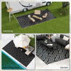 Reversible Outdoor Rug Carpet RV Camping Rugs with Carry Bag, 9' x 18', Black & Gray Geometric