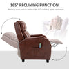 Massage Chair and ReclinerPadded Seat Cushion 165° Reclining Sofa with Side Pocket for Living Room, PU Leather, Remote Control, Light Brown