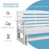 Patio Glider Bench w/ HDPE Slatted Double Rocking Chair, White