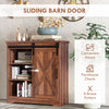 Farmhouse Kitchen Sideboard Buffet Cabinet, Coffee Bar Cabinet with Sliding Barn Door & Adjustable Shelf, Brown