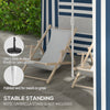 5.8' x 5.8' Cabana Umbrella for Travel, Vented Windows, Ruffles, Carry Bag, Outdoor Umbrella, Blue White Strip