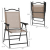 4 Piece Folding Patio Camping Chair Set, Sports Chairs for Adults with Armrests, Mesh Fabric Seat for Lawn, Brown