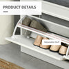 Shoe Storage Bench, Modern Shoe Bench with Thick Padding, Hook and Loop Fastener for Entryway, Hallway, Shoe Rack Bench, White/Grey