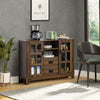 Kitchen Sideboard, Glass Door Buffet Cabinet, Server Cupboard with Storage Drawers & Adjustable Shelves for Living Room, Walnut