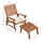 4 PCs Acacia Patio Chairs with Footstool, Cushion, Cream White