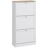 Modern Shoe Cabinet with 3 Flip Drawers and Adjustable Shelves, Freestanding Rack Organizer for 18 Pairs of Shoes, White