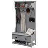 3-in-1 Hall Tree, Entryway Bench with Coat Rack, Mudroom Bench with Shoe Rack, 2 Storage Drawers, 4 Hooks and Cushions for Hallway, Gray