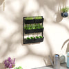 3-Tier Wall Planter Hanging with 6 Pots, Wall Mounted Planter Holder with Water Drainages for Flowers, Vegetable, Black