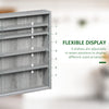5-Tier Glass Display Cabinet, Wall-Mounted Display Glass Case with 2 Doors and Adjustable Shelves, Gray