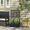 Metal Outdoor Privacy Screen with Raised Garden Bed, Privacy Panel and Planter Box, Wall-Mounted or Freestanding, Black