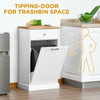 Kitchen Tilt Out Trash Cabinet, Trash Can Holder with Storage, Kitchen Wooden Recycling Cabinet with Drawer, White/Oak