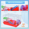18.5'' Hamster Cage with Exercise Wheel and Water Bottle Dishes, Small Animal Cages, 2 Storey Design, Red