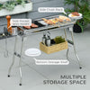 Charcoal Barbecue Grill, Stainless Steel Portable Folding Charcoal BBQ Grill, Stainless Steel Camp Picnic Cooker, Silver