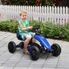 Kids Pedal Go Kart w/ Swing Axle, Shock-Absorbing Wheels, Blue