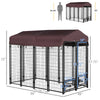 Dog Kennel Outdoor with Rotating Bowl Holders, Walk-in Pet Playpen, Red