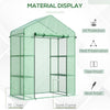 56" x 29" x 77" Walk-in Greenhouse, Garden Hot House with 4 Shelves, Roll-Up Door and Weatherized Cover, Green