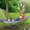 Heavy Duty 2 Person Camping Cot with Mattress for Adults With Portable Carrying Bag, Outdoor Folding Lightweight Sleeping Bed, Grey