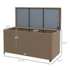 83 Gallon Deck Box, Outdoor Storage Chest, PE Wicker Trunk for Outside on Wheels for Garden Tools, Pool Toys & Patio Furniture Cushion, Brown