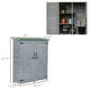Outdoor Storage Cabinet Wooden Garden Shed Utility Tool Organizer with Waterproof Asphalt Rood, Lockable Doors, 3 Tier Shelves, Grey