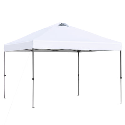 10' x 10' Pop Up Canopy Event Tent with 3-Level Adjustable Height, Top Vent Window Design and Easy Move Roller Bag, White