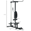 LAT Pull Down Machine, High / Low Pulley Machine with Adjustable Seat and Flip-Up Footplate, Weighted Bar Set, Black