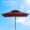 3x3m/10x10ft 360A° Rotating Cantilever Umbrella Double-top Parasol w/ 4 Adjustable Angle All-aluminum for Patio Garden Wine Red