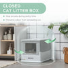 Fully Enclosed Cat Litter Box with Scoop, Hooded Cat Litter House, Gray