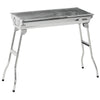 28" Charcoal Barbecue Grill, Stainless Steel Small Portable Folding BBQ Camping Grill for Shish Kabob, Silver