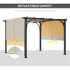 10' x 10' Steel Patio Pergola, Retractable Canopy, Backyard Shade Shelter for Porch Party, Garden, Grill Gazebo, Beige