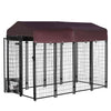 Dog Kennel Outdoor with Rotating Bowl Holders, Walk-in Pet Playpen, Red