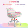 Vanity Chair, Fluffy Unicorn Office Desk Chair with Mid-Back, Armrest & 5 Smooth Nylon Casters for Home Makeup Room, Swivel Chair, Rainbow