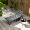 Outdoor Folding Chaise with 4-position Adjustable Backrest, Magazine Pocket, Removable Head Pillow, Gray