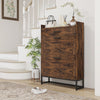 Slim Shoe Storage Cabinet, Shoes Cabinet Organizer with 2 Flip Drawers, Adjustable Shelves for 12 Pair, Rustic Brown