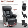 Swivel Recliner, Adjustable PU Leather Manual Recliner Chair with Footrest, Padded Arms and Steel Base, Black