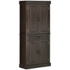 71" Freestanding Kitchen Pantry with 4 Doors and 2 Large Cabinets, Tall Storage Cabinet with Drawer, Coffee