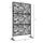 6.5' Decorative Outdoor Divider, Metal Privacy Screen with Stand, Leaf Motif, Black