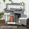 Potting Bench Table with Faucet, Sink, Hooks and Storage Cabinet, Outdoor Prep Table Gardening Bench for Greenhouse, Garden, Patio