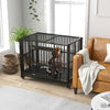 43" Heavy Duty Dog Crate for Medium and Large Dogs, Steel Foldable Large Dog Crate with 4 Lockable Wheels, 2 Doors, Openable Topï¼Œ Black