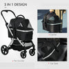 2 in 1 Pet Stroller with Storage Basket, Removable Carriage, Cushion, Safety Leashes for Small Dogs and Cats, Black