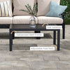 Outdoor Coffee Table, Rectangular Patio Side Table with Steel Frame and Slat Tabletop for Garden, Balcony, Black