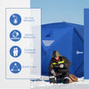 4 Person Ice Fishing Tent, Waterproof Oxford Fabric Portable Pop-up Ice Tent with 2 Doors for Outdoor Fishing, Blue